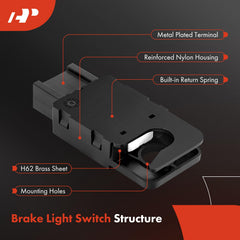 A-Premium brake light switch close-up with six blades for reliable contact