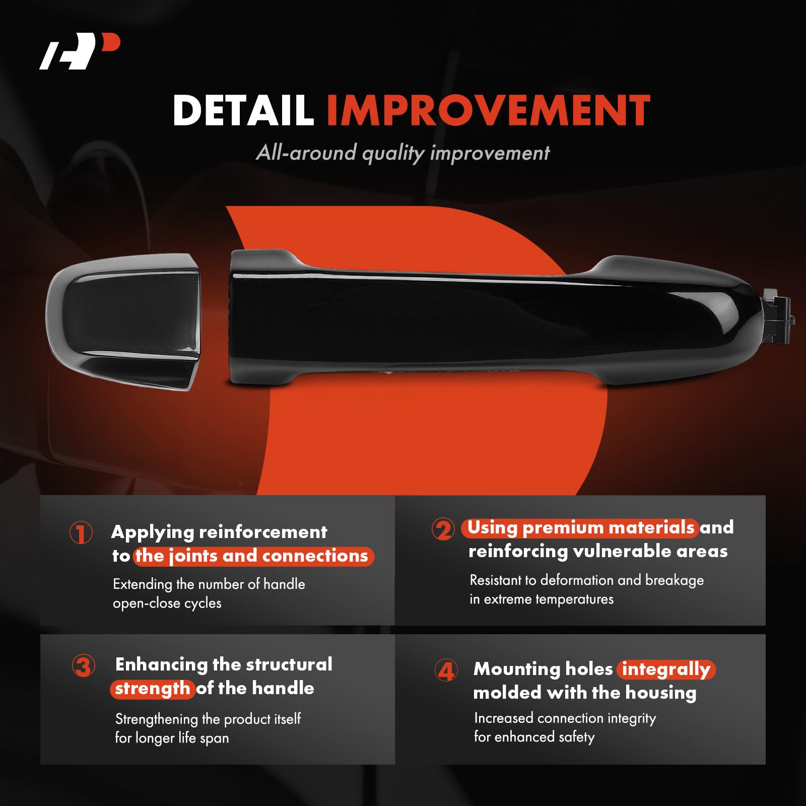 A-Premium Camry door handle rear right in black, reliable performance