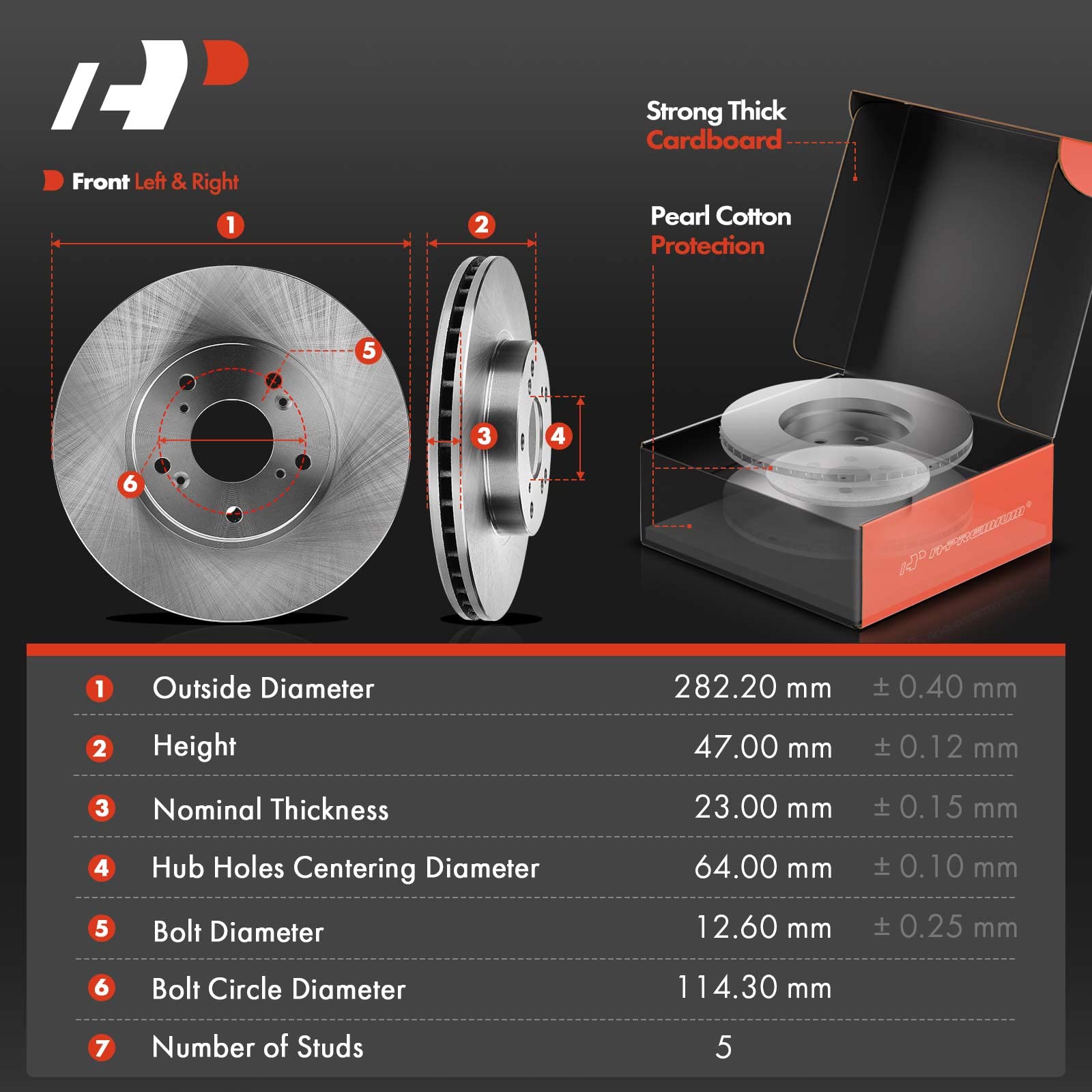 A-Premium ceramic pads set reduces dust and noise for daily braking