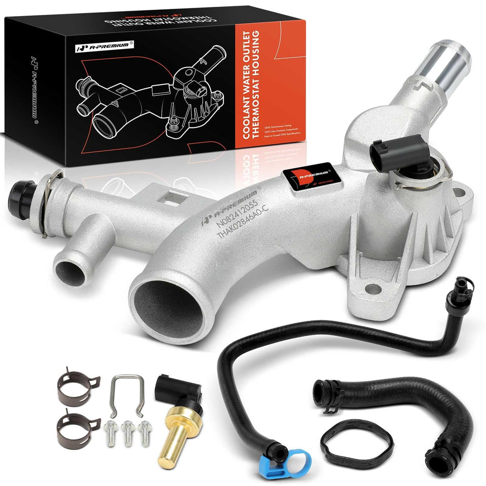 A-Premium coolant housing close-up showing durable aluminum body and precision fittings