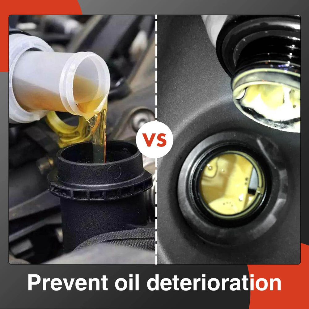 A-Premium crankcase pressure regulator valve and oil separator maintains steady pressure.