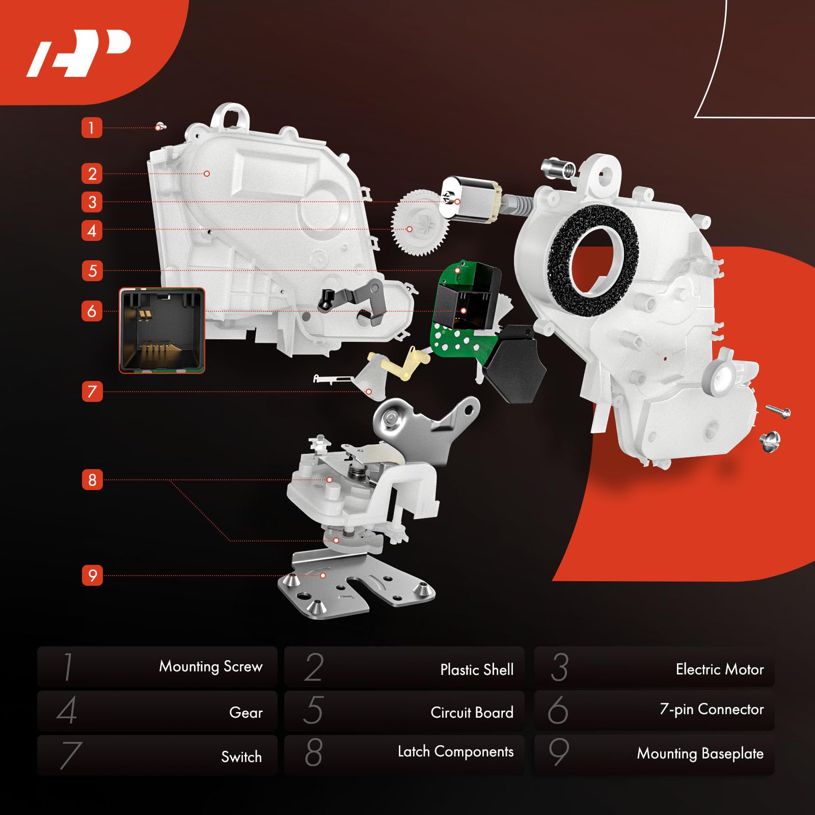 A-Premium CR-V 7-pin front-left actuator delivers consistent power door lock operation.