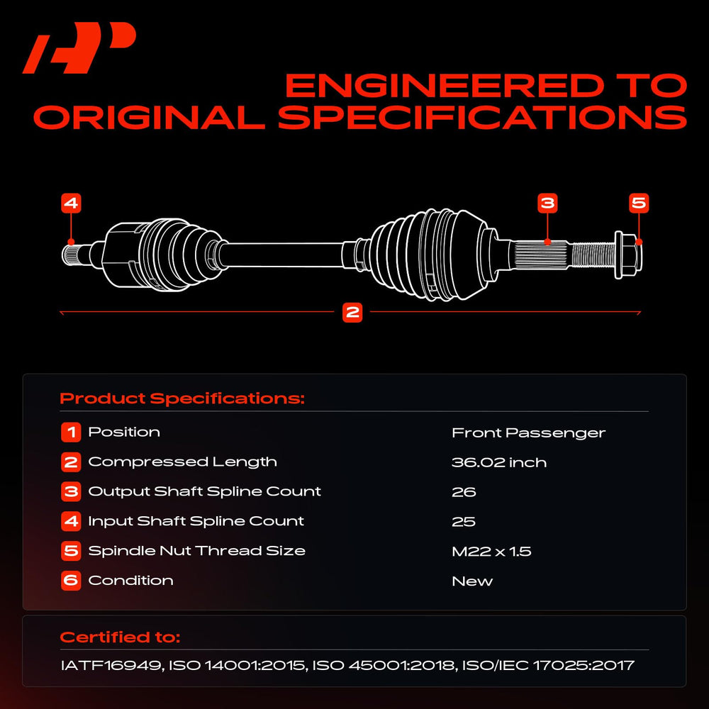 A-Premium CV axle with no ABS ring included for simplified installation.