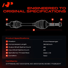 A-Premium CV axle with no ABS ring included for simplified installation.