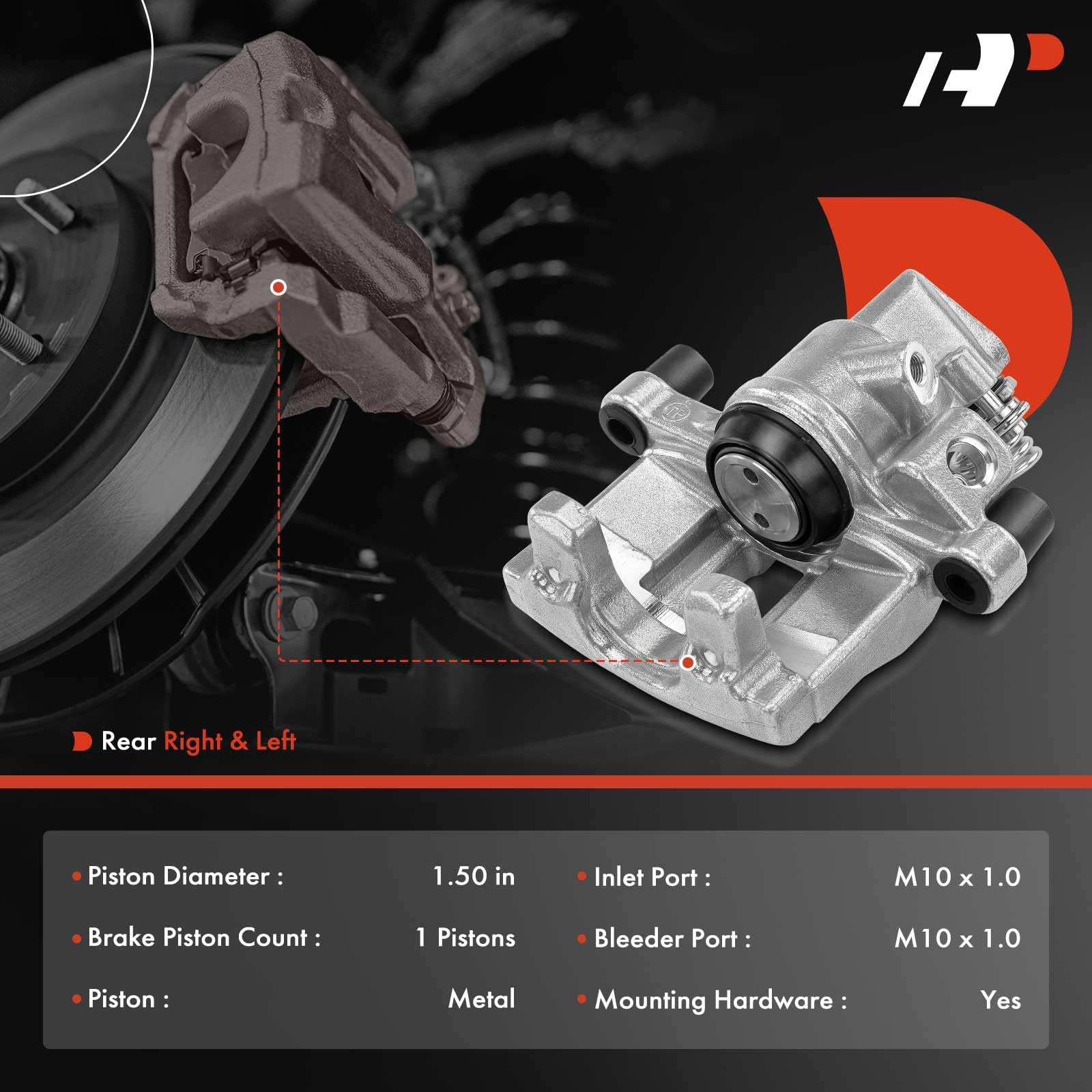 A-Premium rear right caliper close-up highlights balanced braking performance
