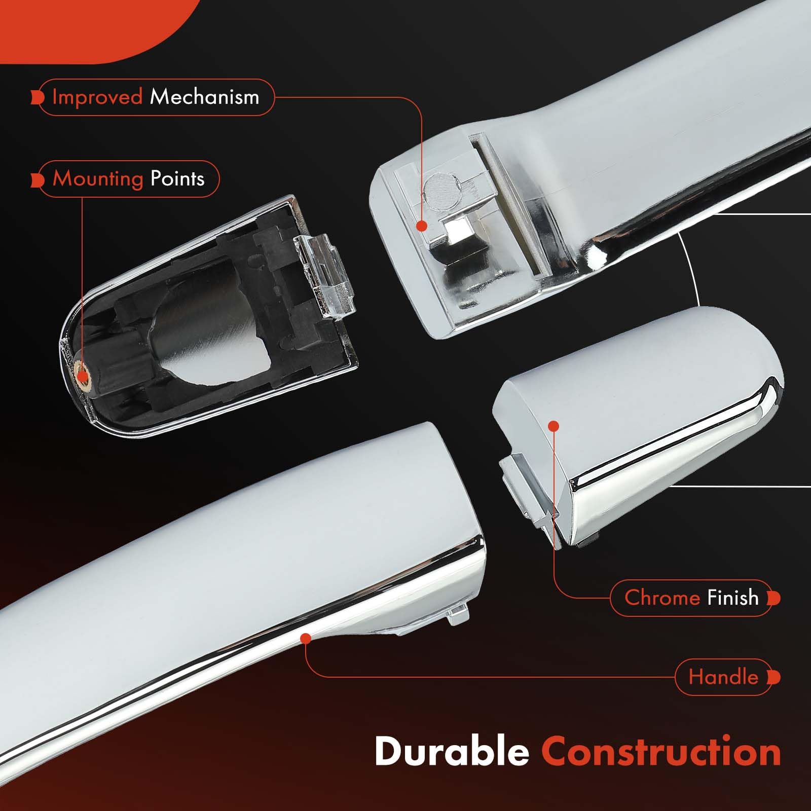 A-Premium chrome exterior door handle for Buick Enclave front-right, sturdy replacement.