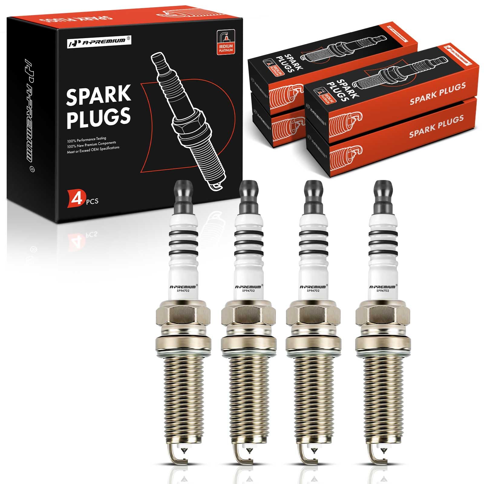 A-Premium double iridium spark plugs four-pack for Nissan engines.