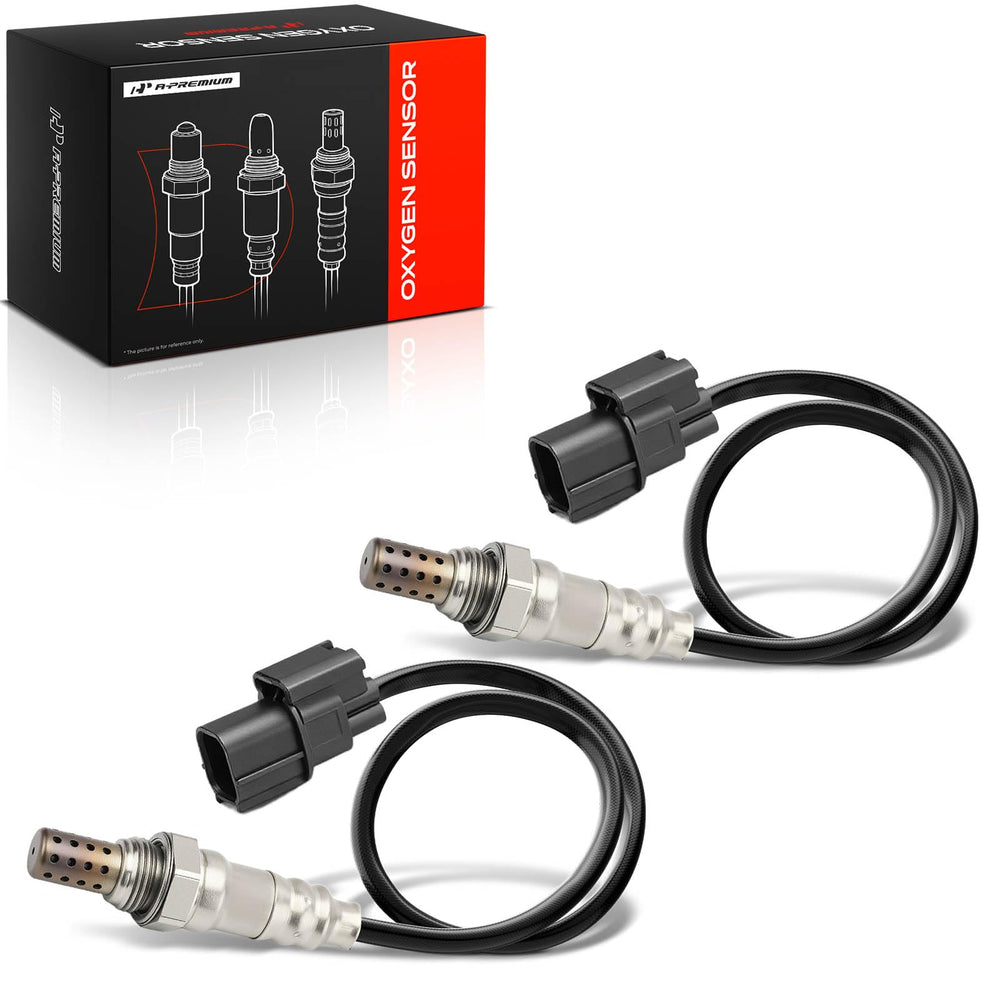 A-Premium downstream O2 sensor pair closeup for precise engine monitoring.