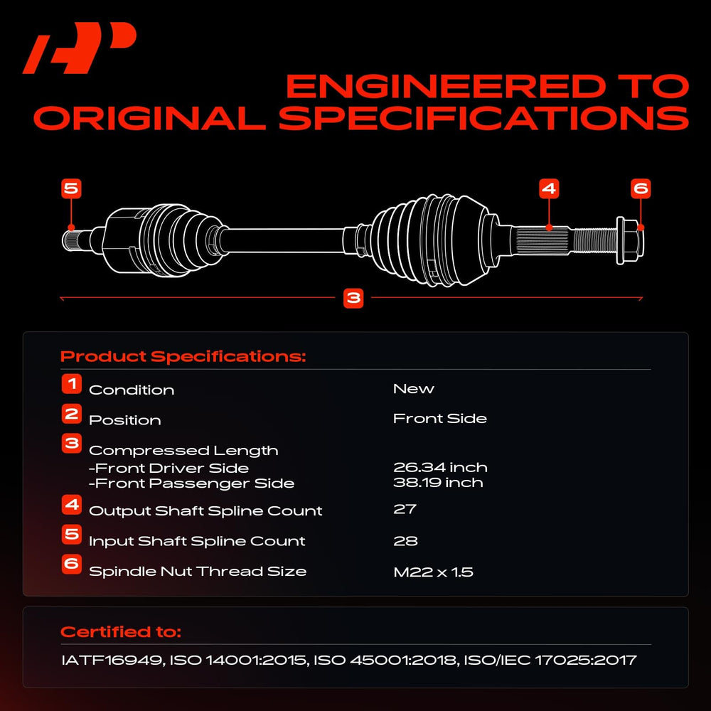 A-Premium driver-side CV axle details with ABS ring for braking compatibility