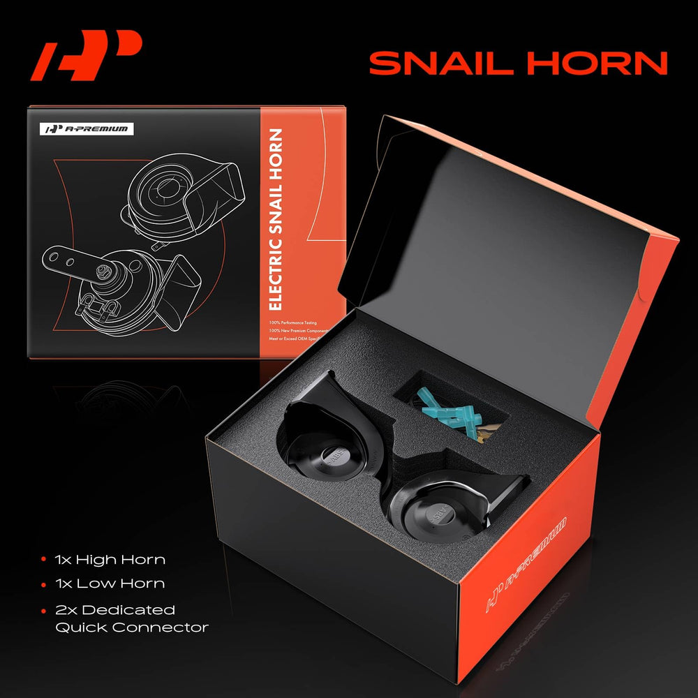 A-Premium dual snail horn 80mm back view, robust design ready for all weather conditions.