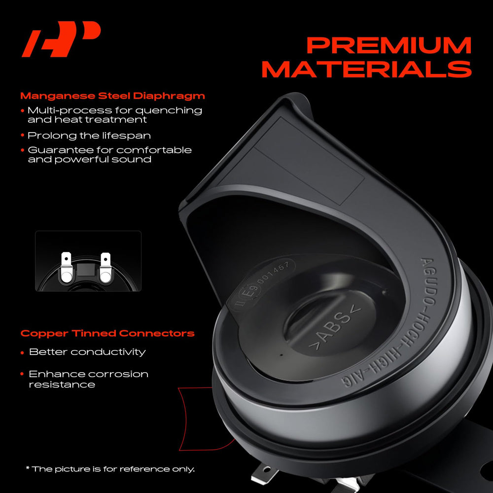 A-Premium dual snail horn 80mm iron-abs housing detail, durable construction for long-term use.