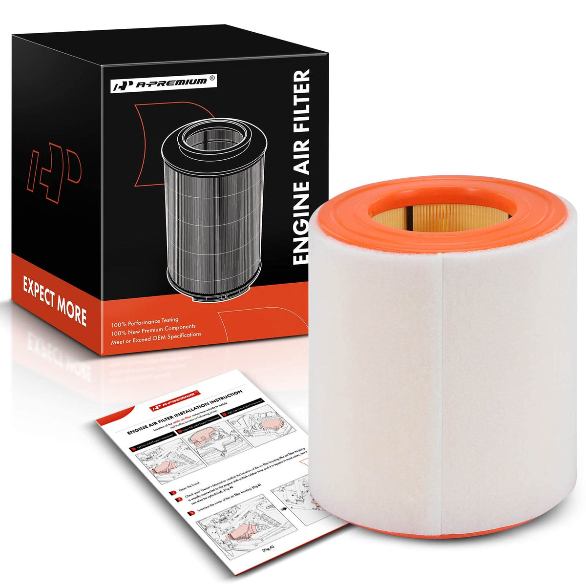 A-Premium engine air filter front view for Audi A6 Quattro with clean air supply