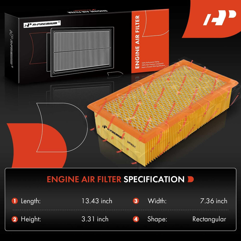 A-Premium filter packaging box shown beside Excursion side view