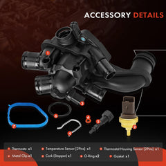A-Premium thermostat housing for Mini Cooper back view with connection points.