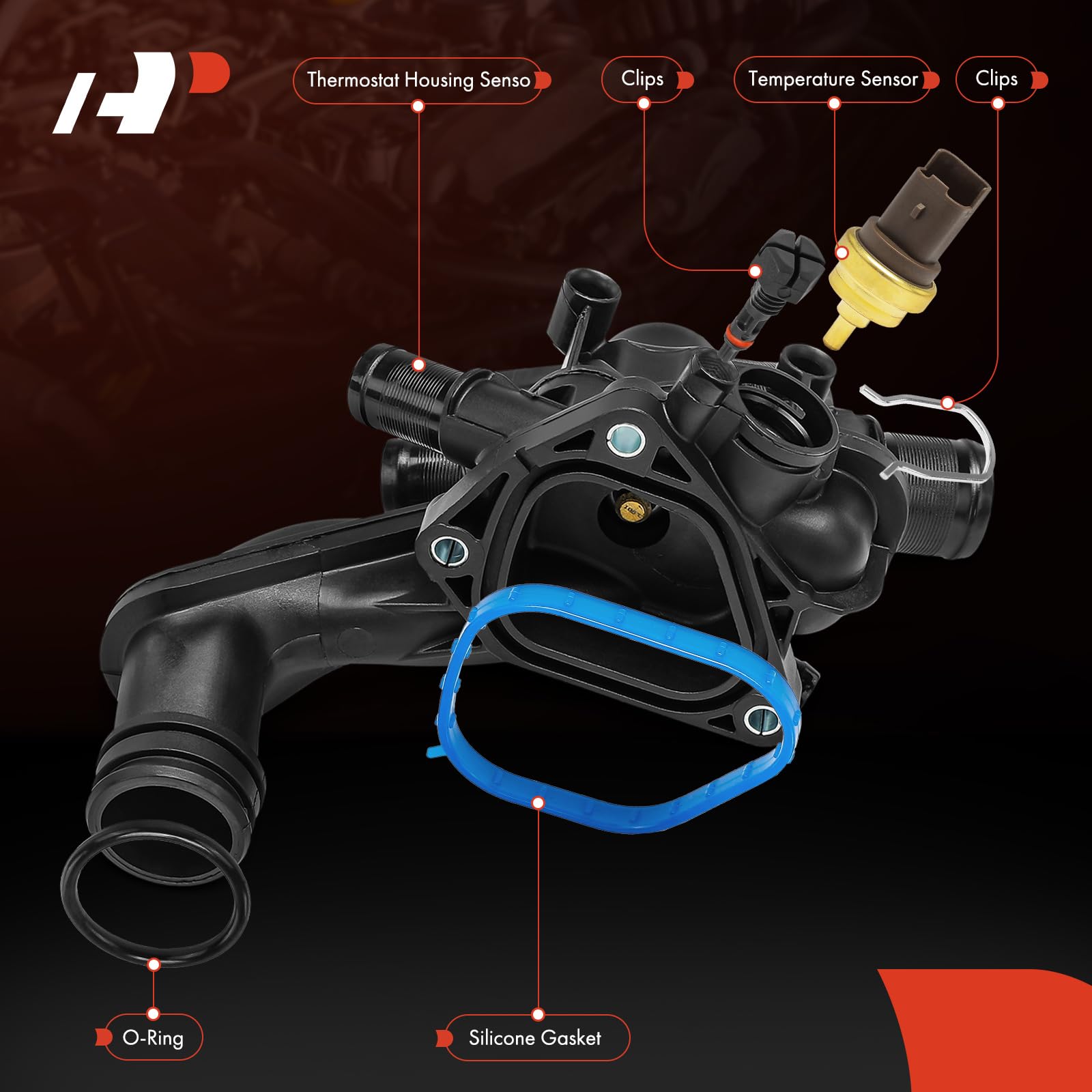A-Premium thermostat housing for Mini Countryman front view with sensor integration.
