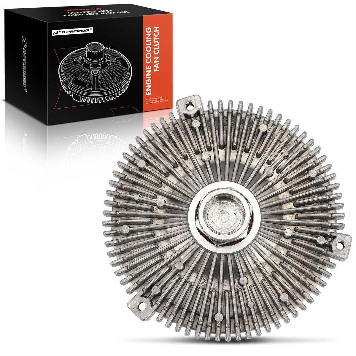 A-Premium engine cooling fan clutch front view highlighting aluminum housing and compact design for BMWs