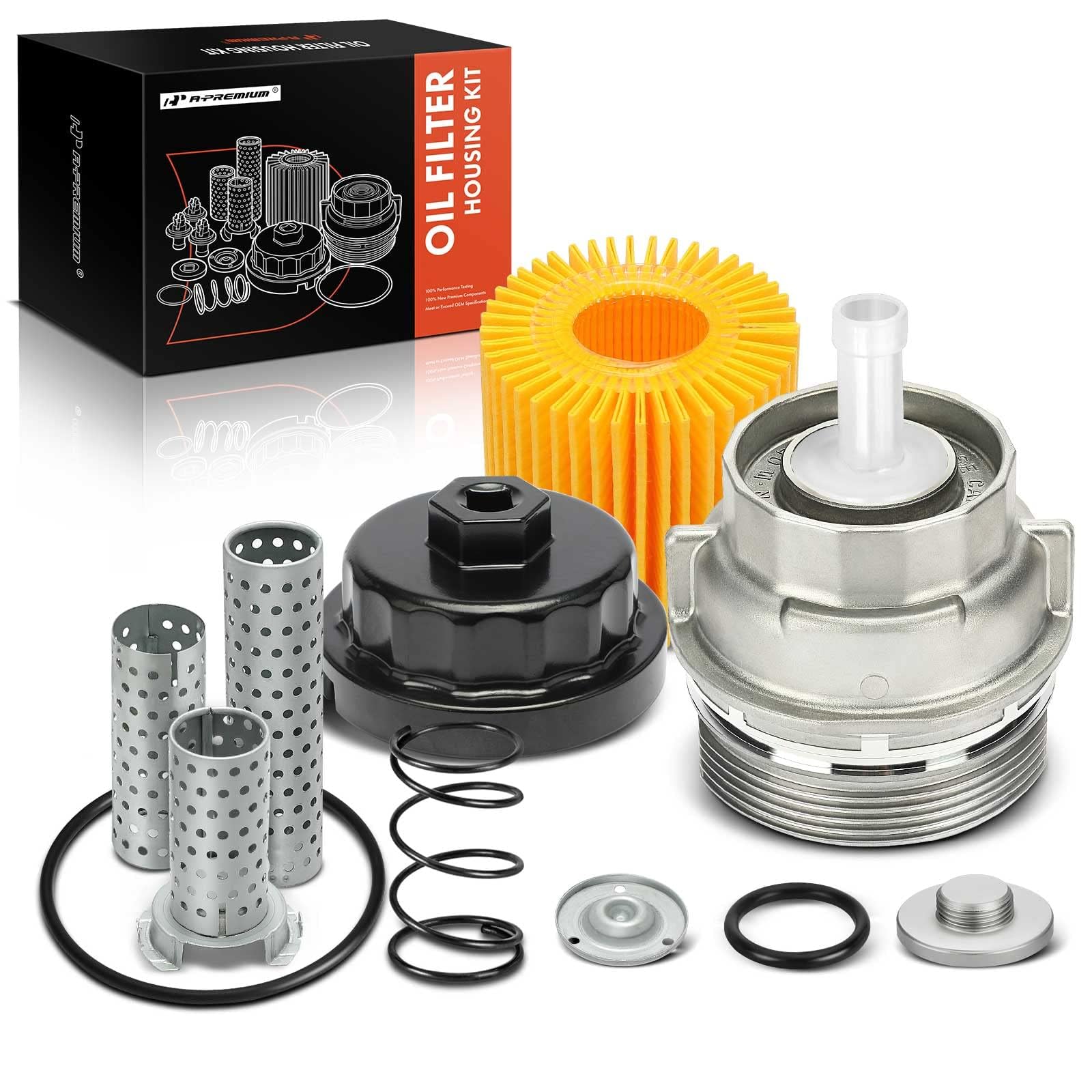 A-Premium engine oil filter cap kit, top view, designed for quick maintenance.
