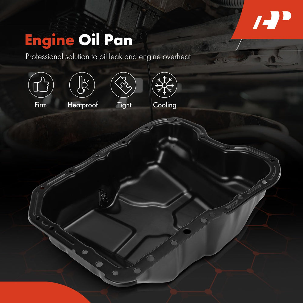 A-Premium engine oil pan with drain plug included for easy maintenance