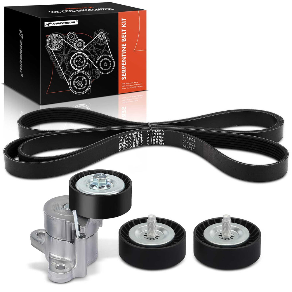 A-Premium serpentine belt drive kit assembly improves belt alignment for reliable performance