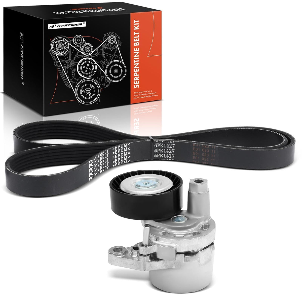 A-Premium engine serpentine belt drive kit front view for reliable accessory operation.