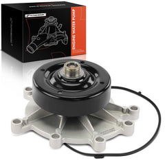 A-Premium engine water pump closeup with durable aluminum housing for reliable cooling.