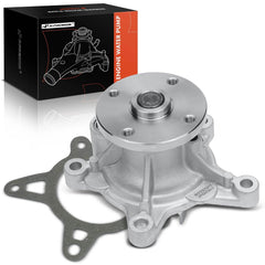 A-Premium engine water pump with gasket, front view showing aluminum housing