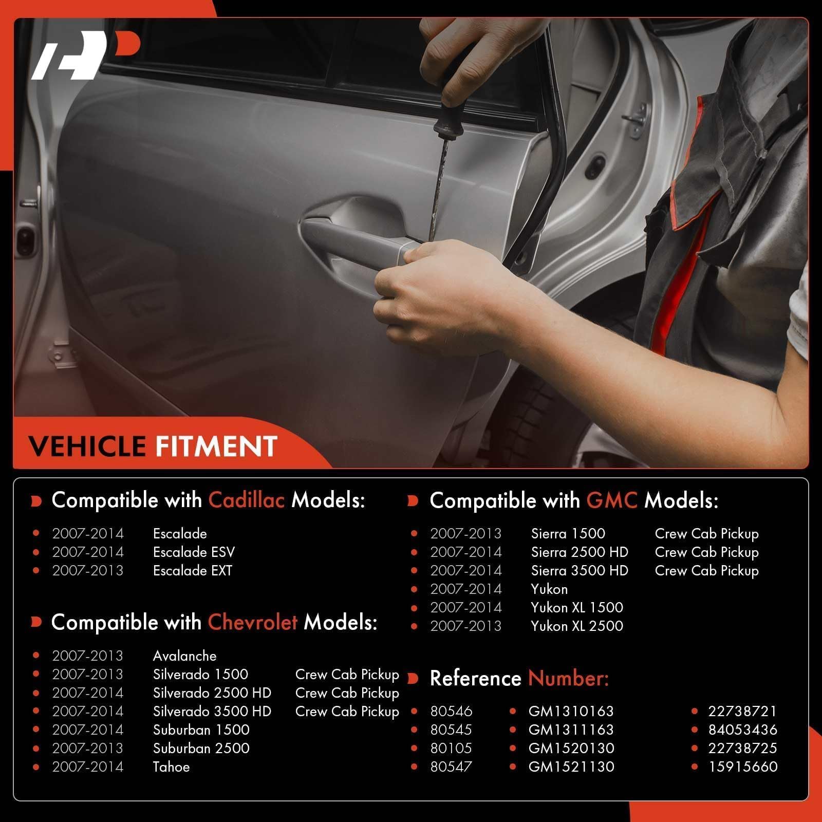 A-Premium exterior door handle front-right chrome for Silverado, seamless fit.