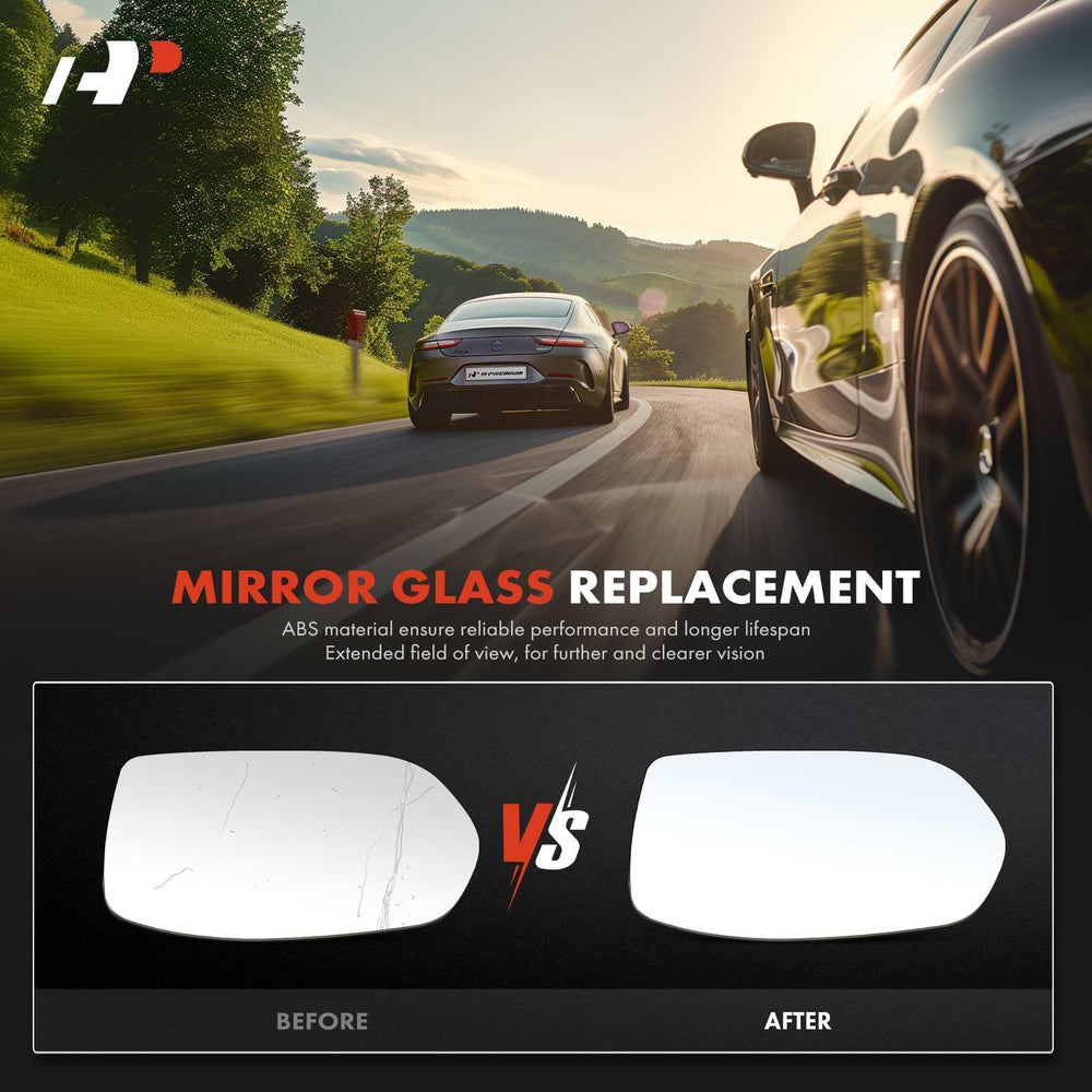A-Premium exterior-side-view convex glass enhances lane awareness.