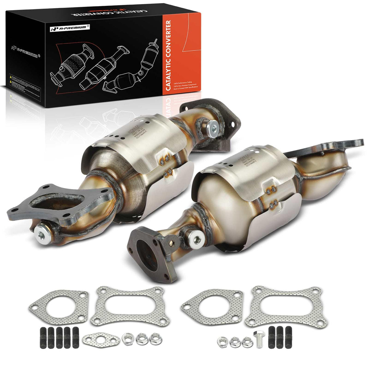 A-Premium front 2pc catalytic converter kit for Honda Accord – front view shows durable stainless steel build.