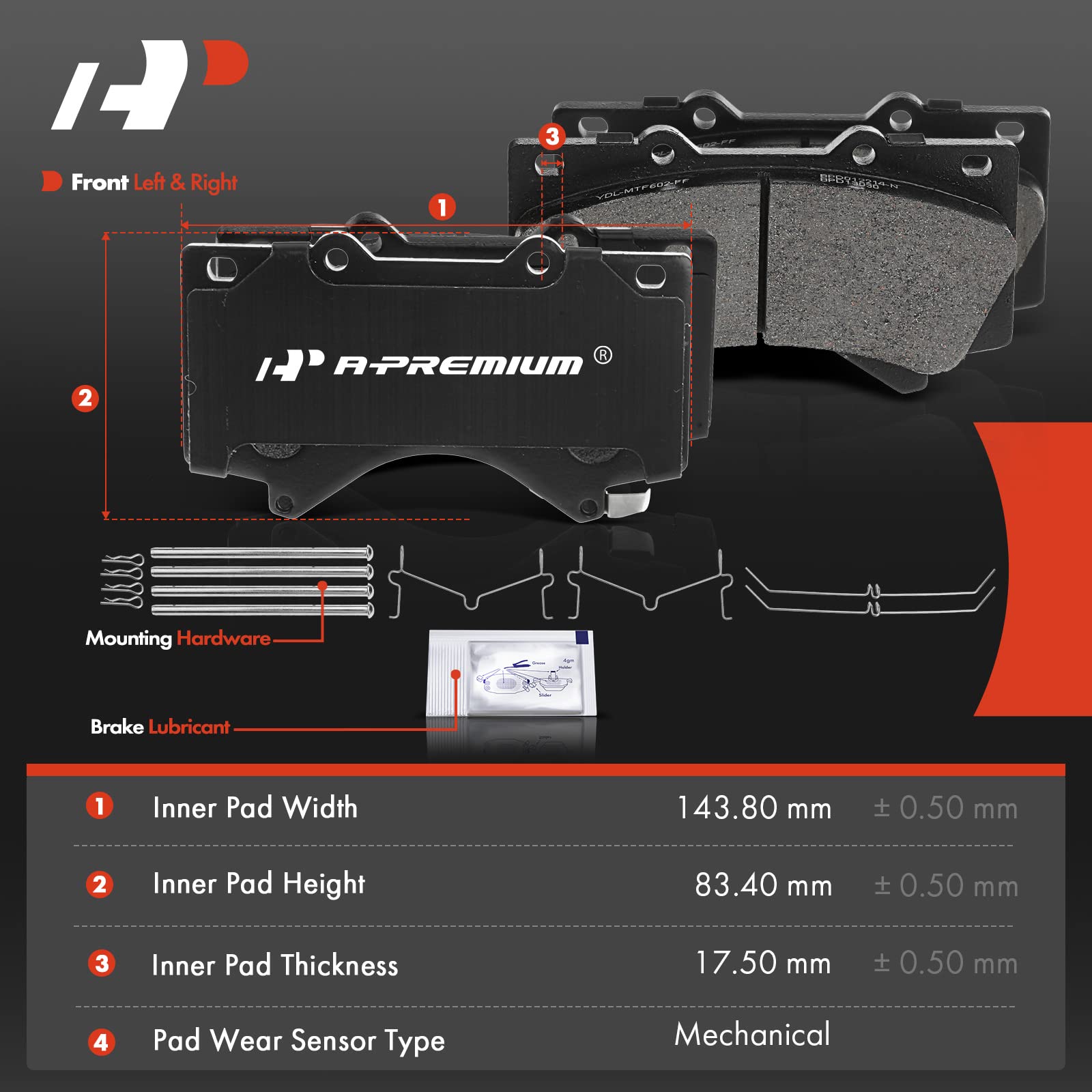A-Premium front ceramic brake pads for Sequoia, reduced dust and noise.