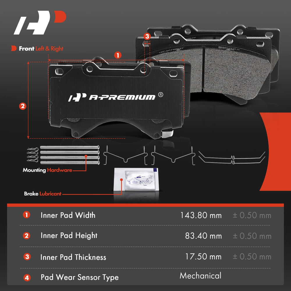 A-Premium front ceramic brake pads for Sequoia, reduced dust and noise.