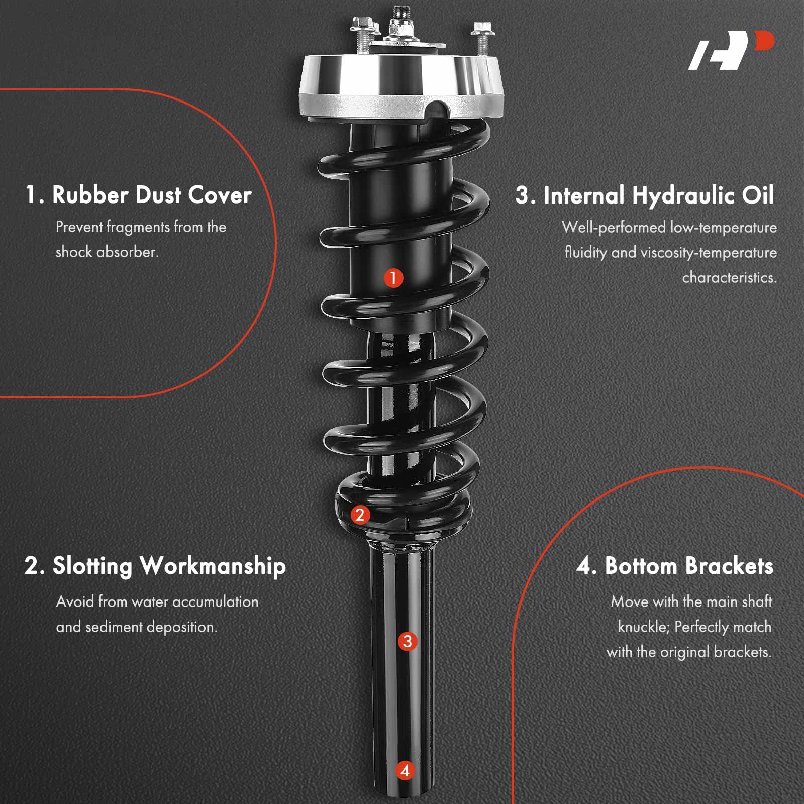 Gas shock absorbers with double-pipe design enhance front damping performance