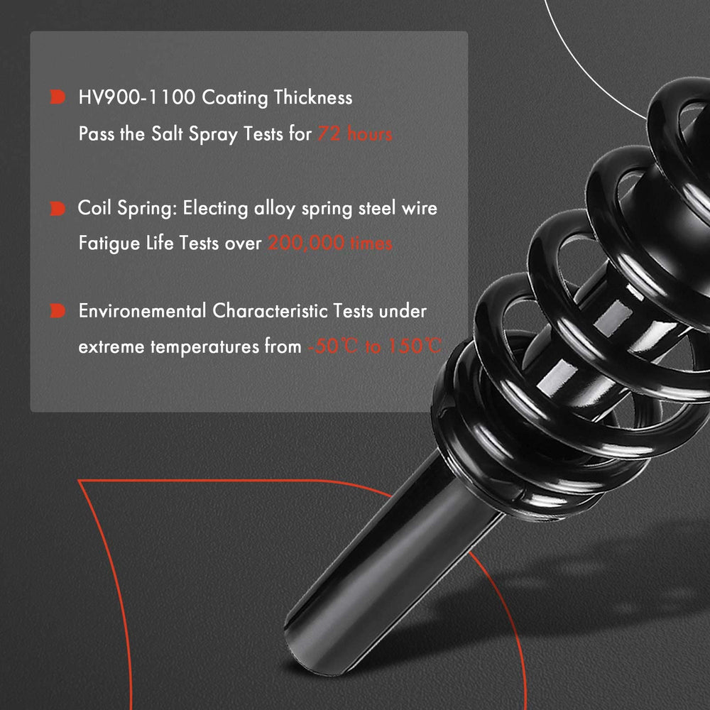 Front struts with 24.45 inch extended length ensure proper alignment