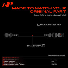 A-Premium front driveshaft steel shaft closeup—high-strength material for longevity.
