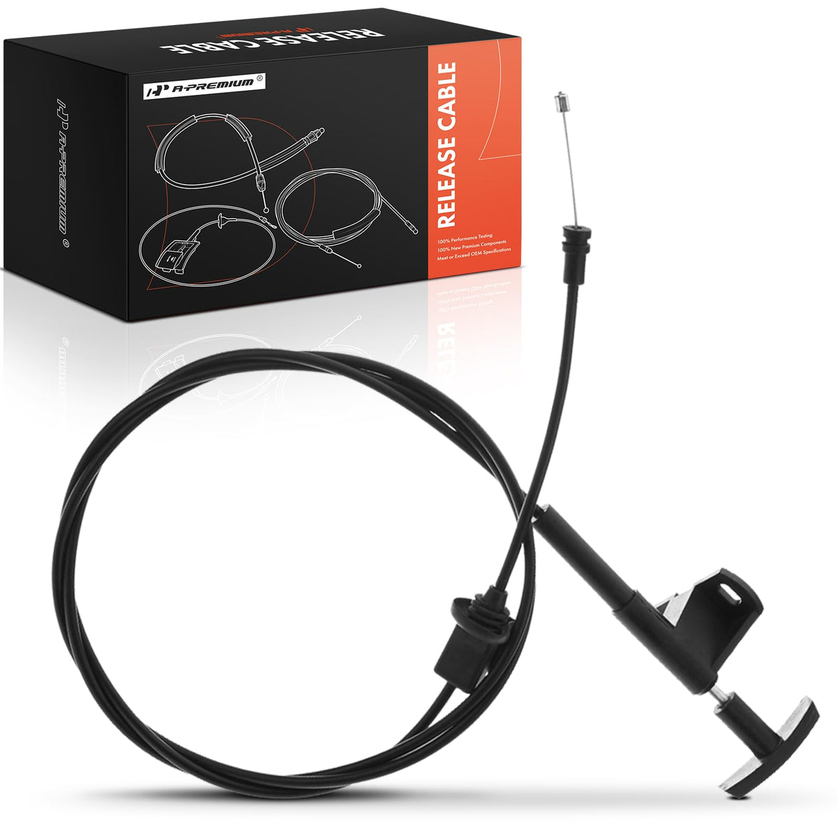 A-Premium front hood latch release cable with handle for easy engine access.