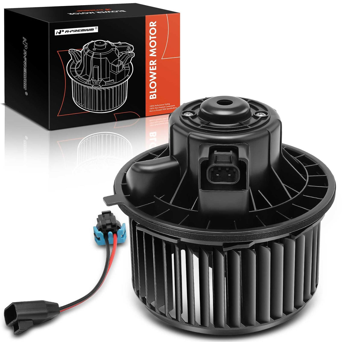 A-Premium front HVAC blower motor with lock tab flange for easy installation.