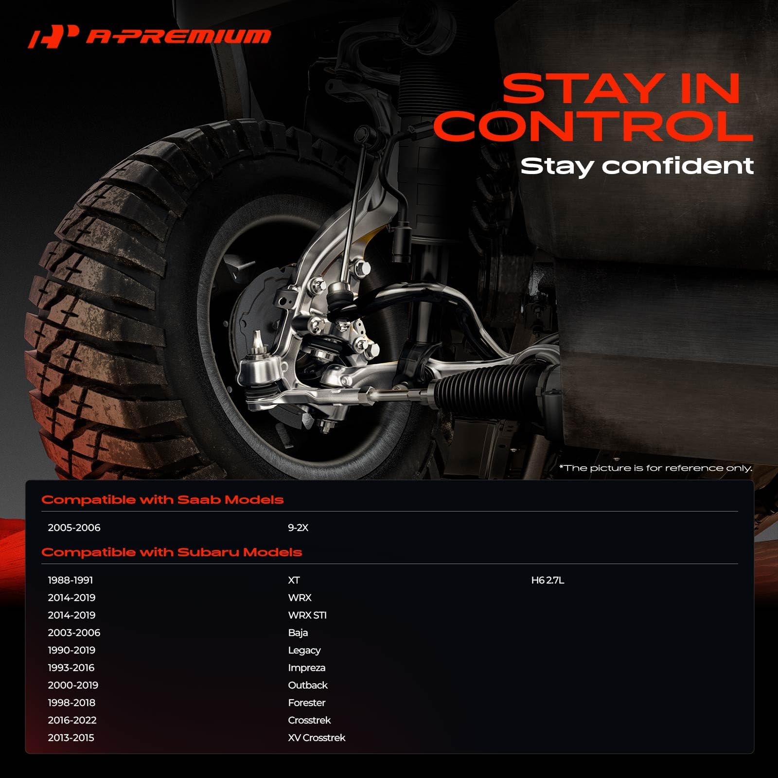 A-Premium driver-side ball joint closeup; durable steel stud for lasting performance.