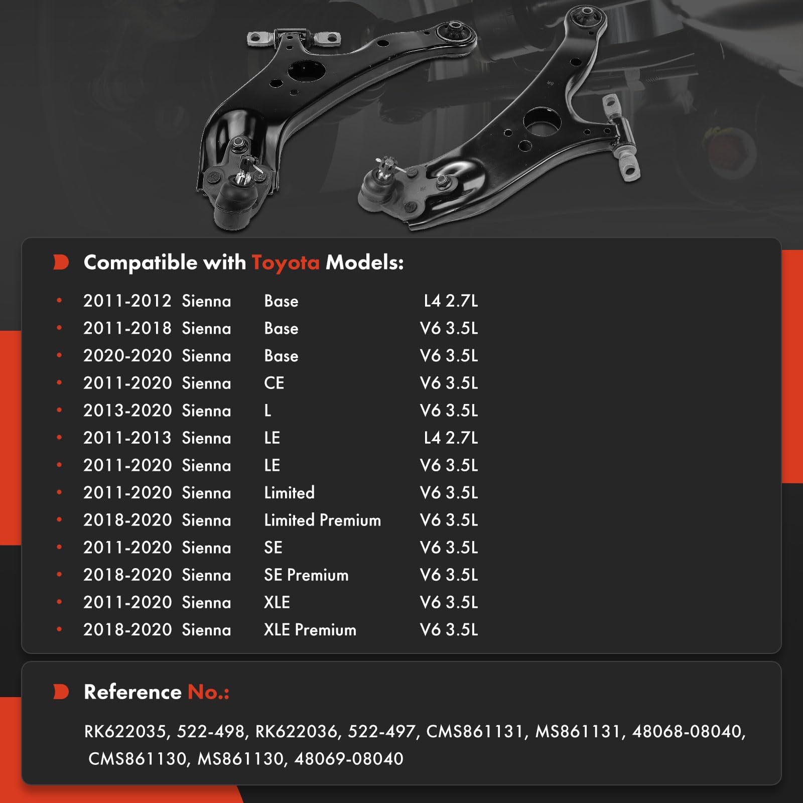 A-Premium front lower control arm, ball joint right view, supports confident handling.