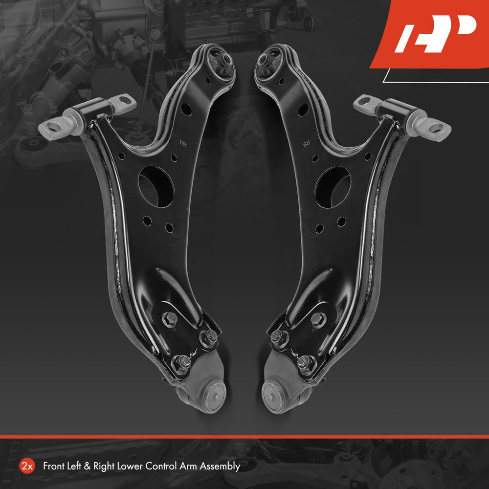 A-Premium control arm with bushing, side angle, reduces vibration potential.