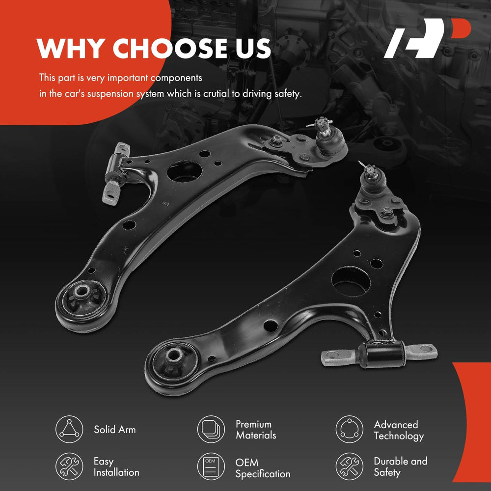 A-Premium control arm with included bushings and ball joint for reliability.