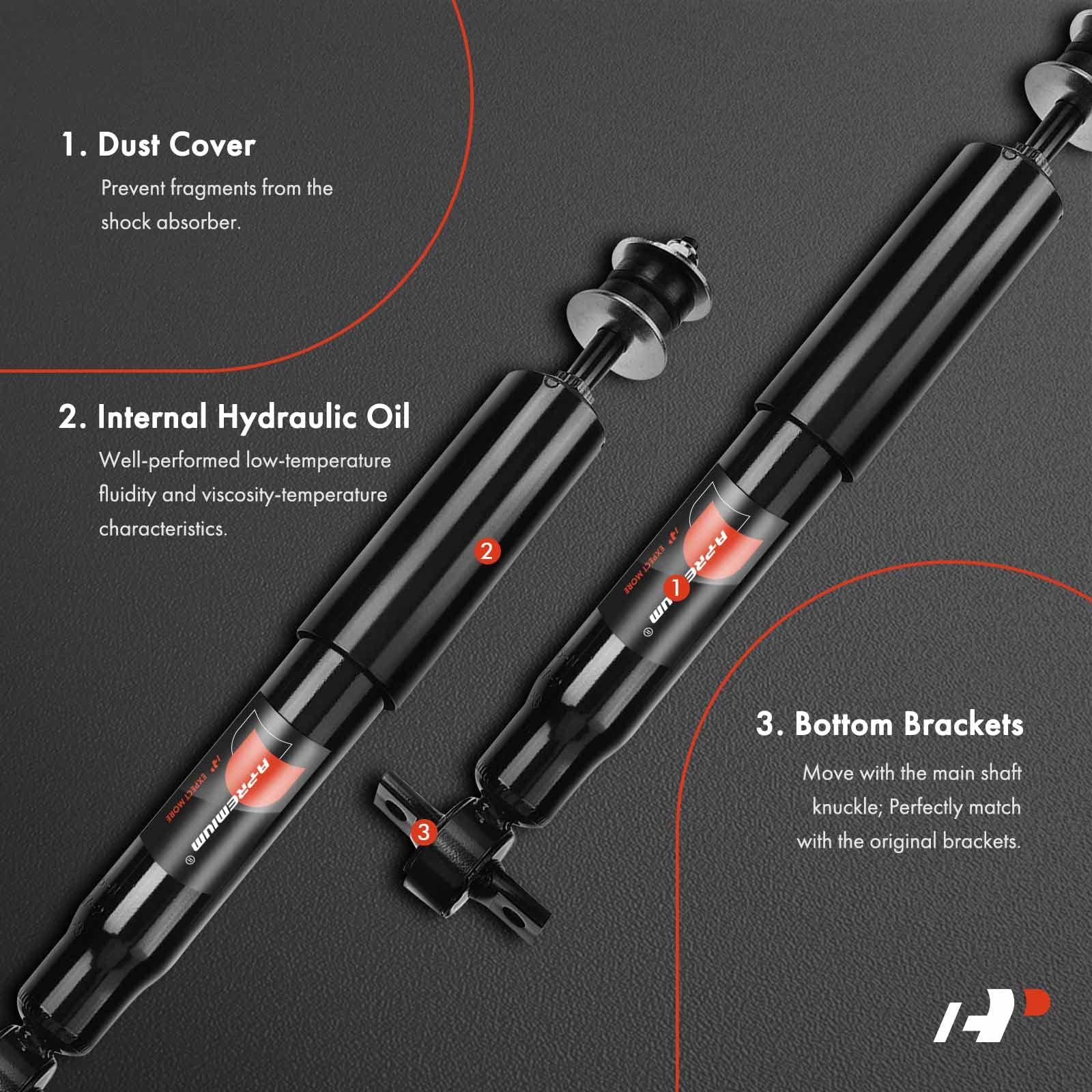 A-Premium extended-length shock absorber improves wheel travel and control