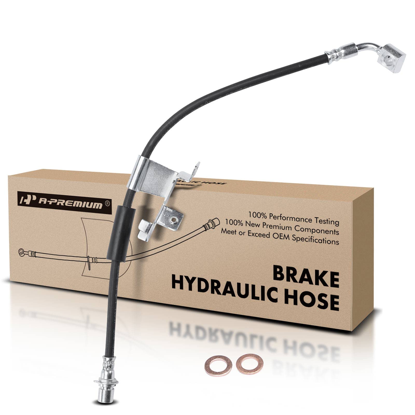 A-Premium front passenger brake hose assembly for compatible GM trucks improves fit and reliability.