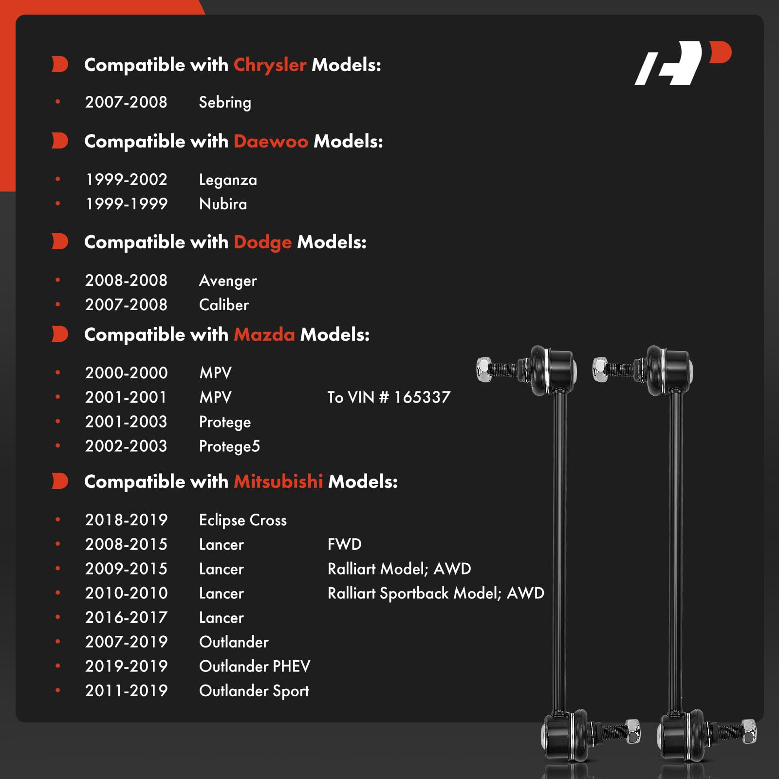 A-Premium front-right sway bar link for stable steering and reduced clunking