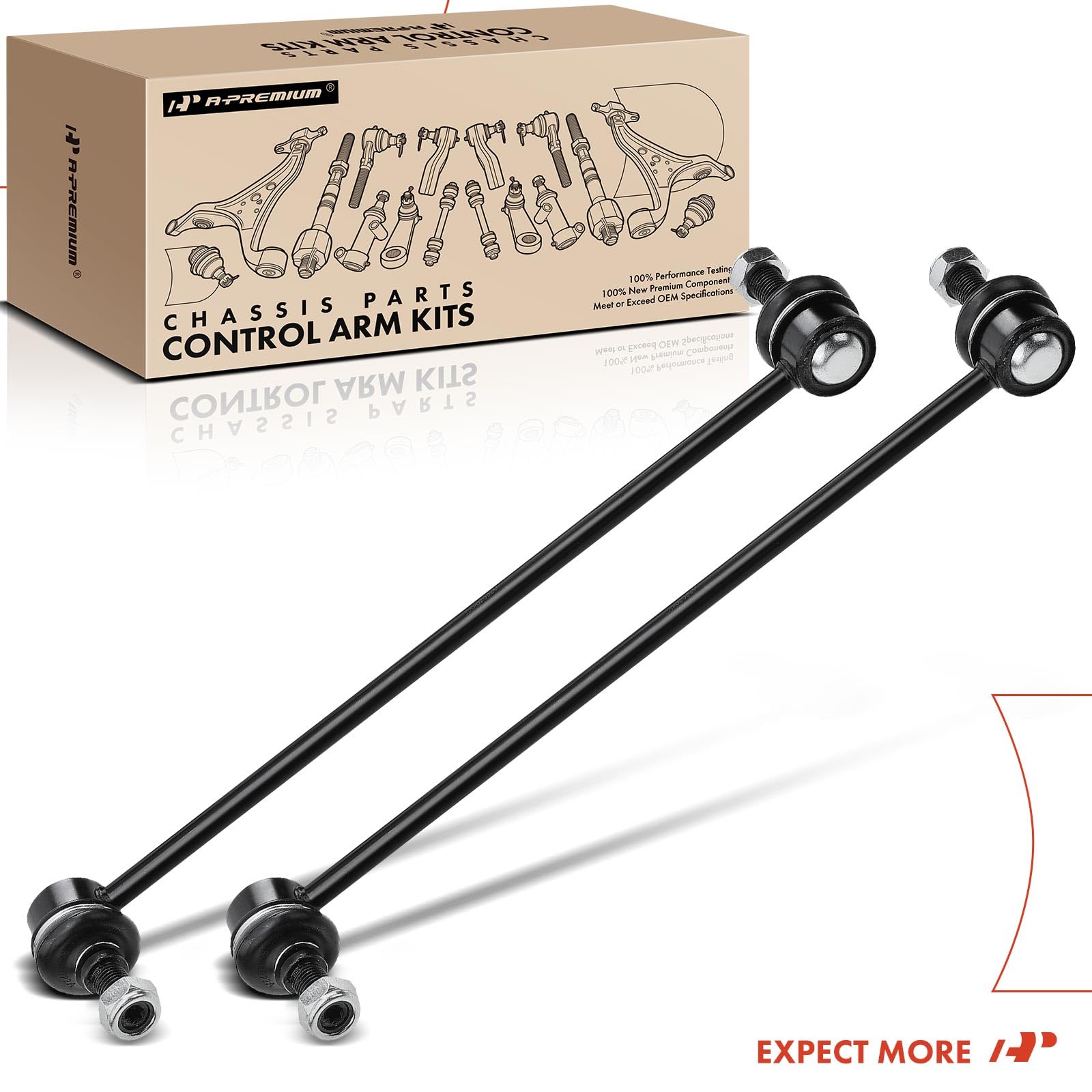 A-Premium front sway bar link close-up shows secure mounting point