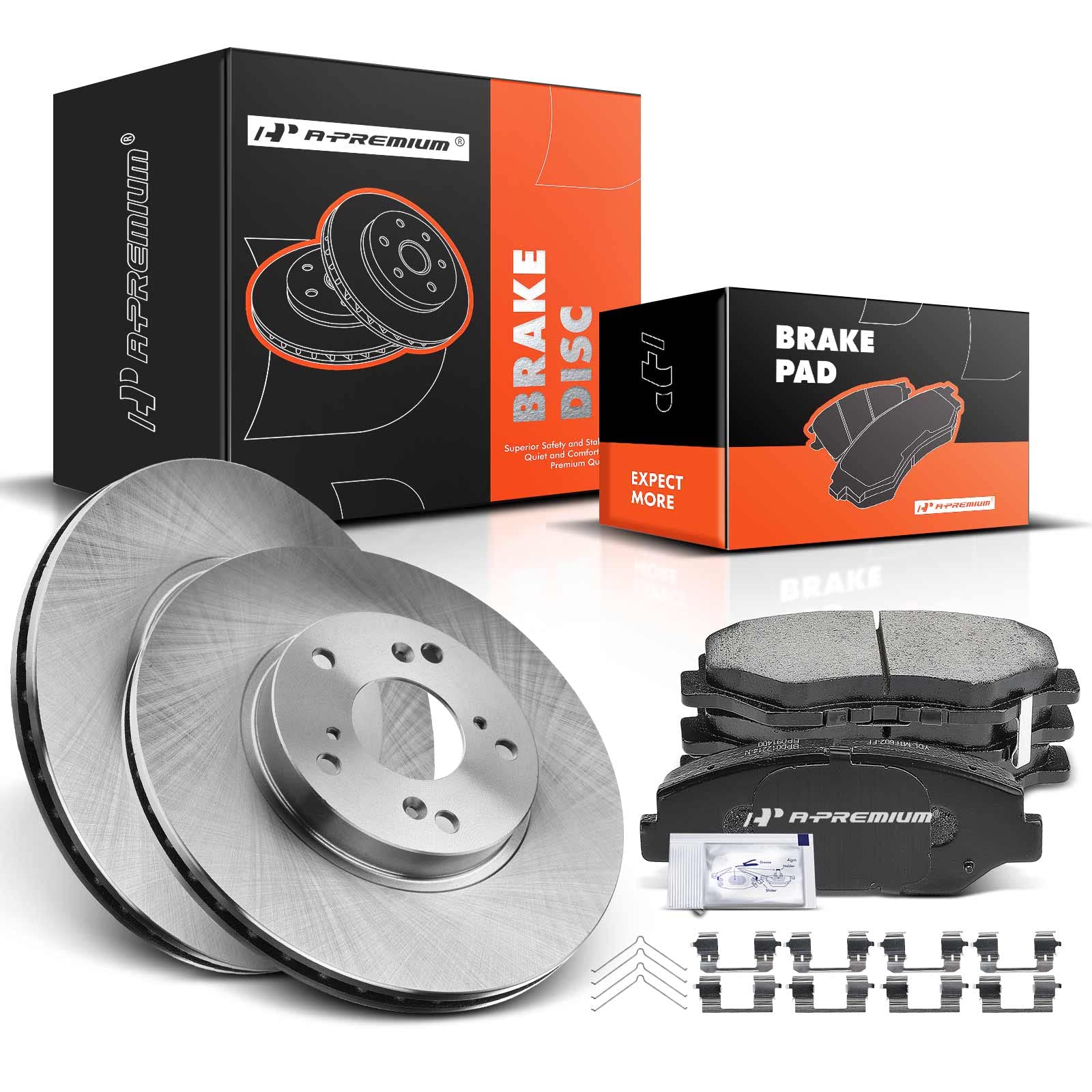 A-Premium front vented rotor assembly for Honda/Acura improves heat dissipation during braking