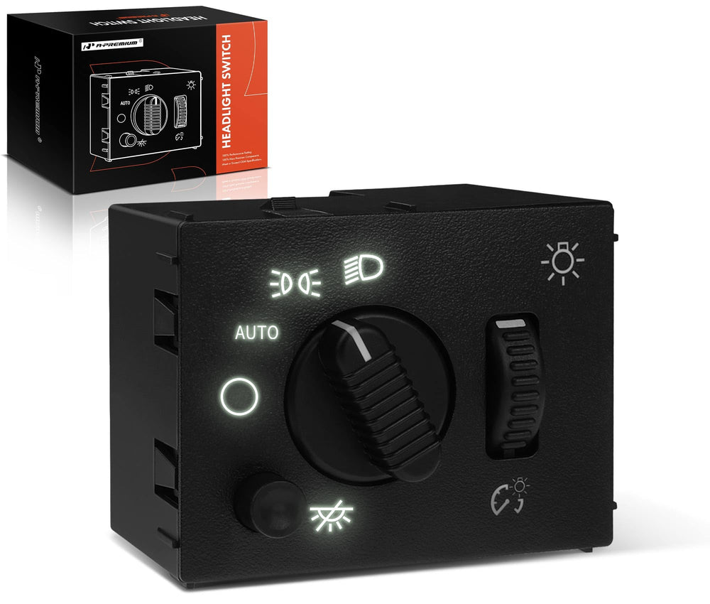 A-Premium headlight switch front view with factory-style connector for direct-fit installation.