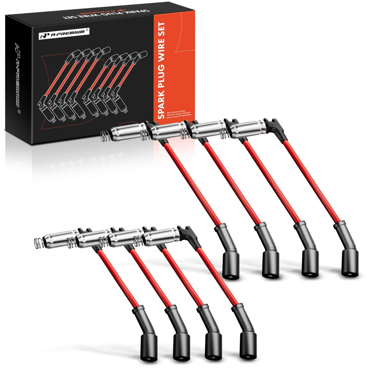 A-Premium high heat spark plug wires front view for GM V8 engines improves ignition potential