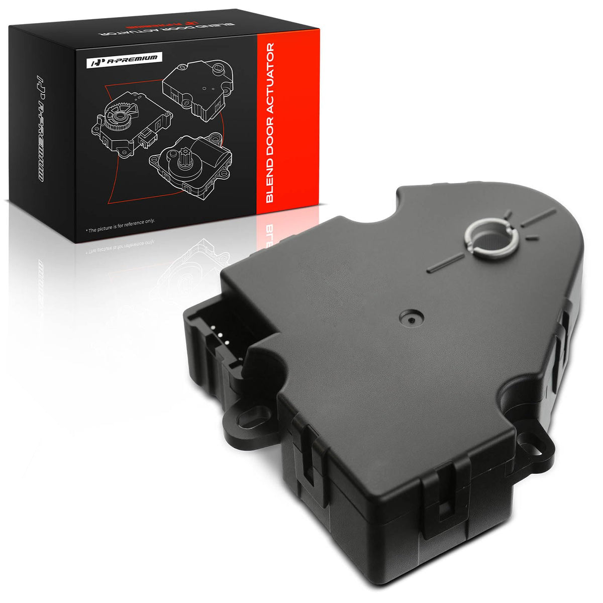 A-Premium blend door actuator close-up showing 5-pin connector for compatibility