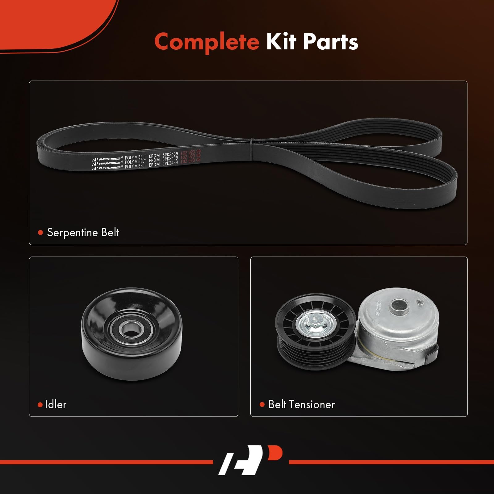 A-Premium idler pulley highlighting reduced friction for longer belt life.