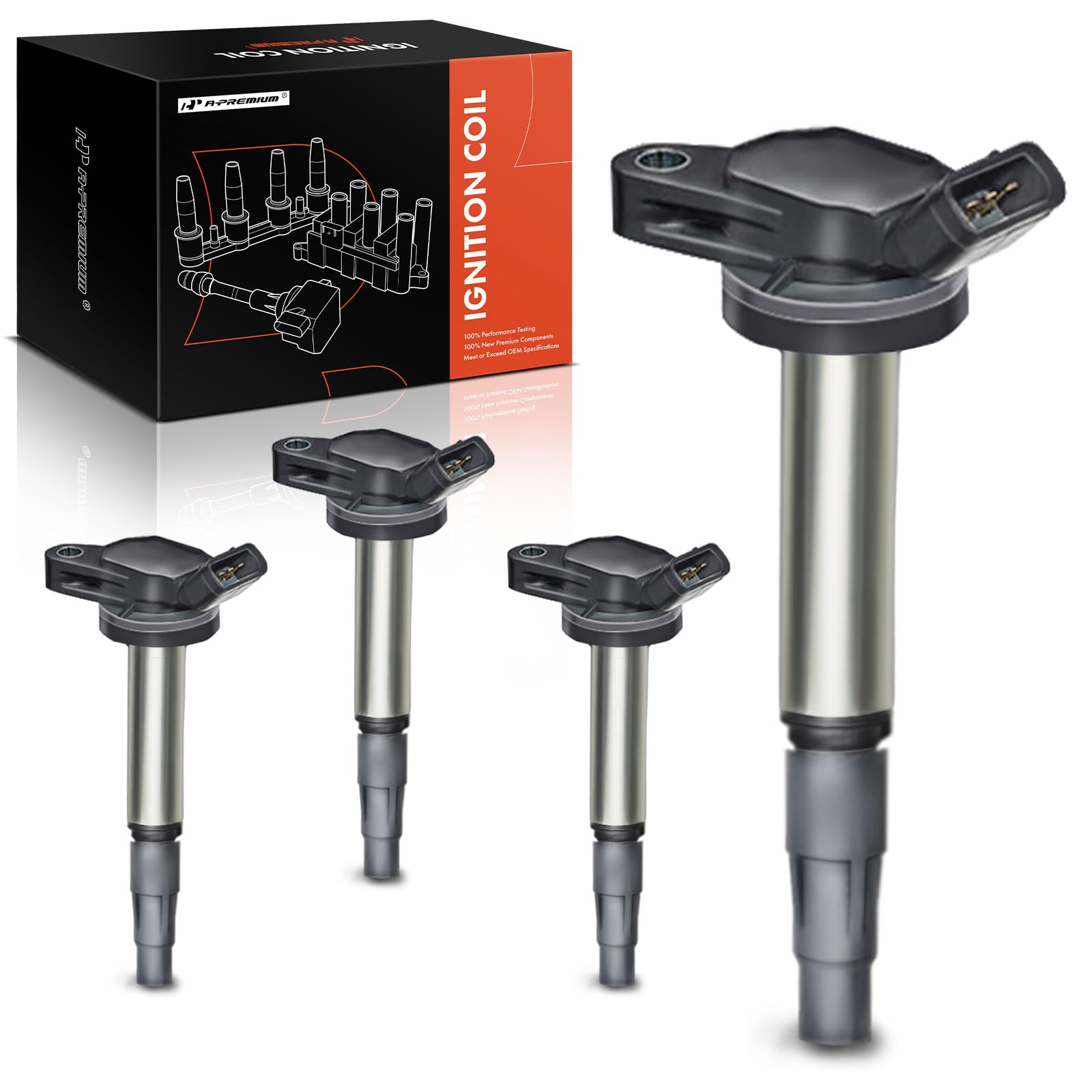 A-Premium ignition coil packs for Lexus CT200h close-up with 4-pin blade connection